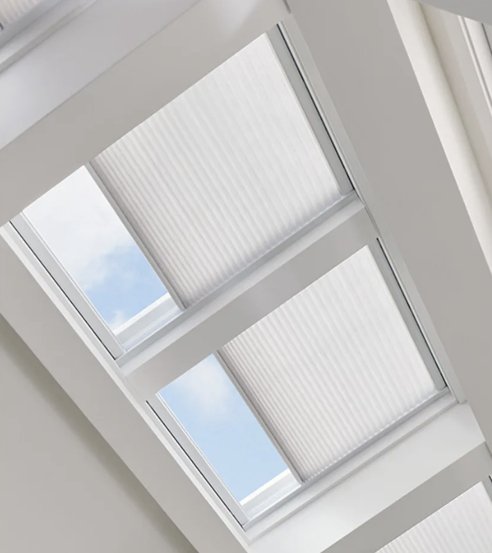A honeycomb shade fitted to a skylight